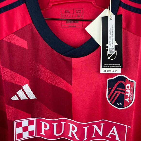 NWT Adidas 22/23/24 MLS  St Louis City SC Red Blank Jersey Size Mens 2XL - Picture 9 of 9